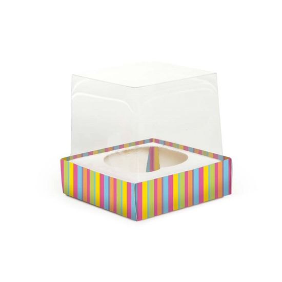Caixa Mini Cupcake com Visor Colorido 5,5x5,5x5,5 - Pacotes com 6 Unidades
