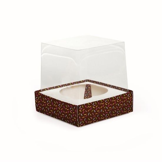 Caixa Mini Cupcake com Visor Granulado 5,5x5,5x5,5 - 6 Un