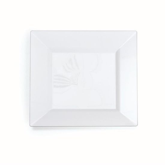 Linha Premium Prato Quadrado Branco com Detalhe Prata 26 cm - 6 Un