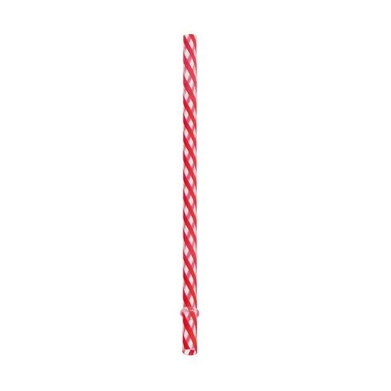 Canudo de Plástico Listras Vermelho Transparente 19 cm - Pacote com 10 Unidades Canudo de Plástico Listras Vermelho Transparente 19 cm - 10 un