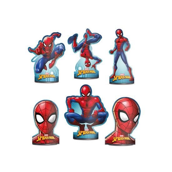 Festa Homem Aranha - Decoração De Mesa Spider Man Animação - 6 Un