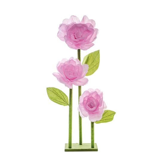 3 Flores em Pedestal Rosa Claro Tamanho Grande (Fleur)