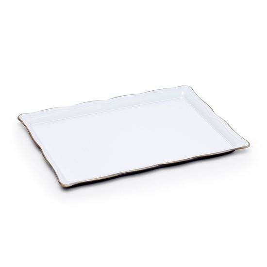 Bandeja Decorativa Retangular Pequeno Branco 27X19X3