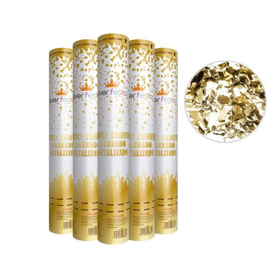 Lança Confetes Dourado Metalizado 30 Cm Picado