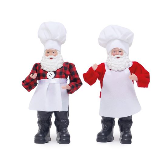 Boneco de Papai Noel Cozinheiro Sortido Vermelho e Branco de 18cm - 4 Un