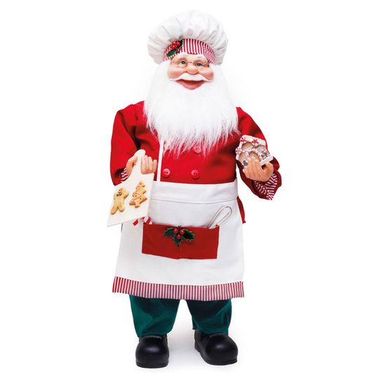 Boneco de Papai Noel Cozinheiro Candycane Verde e Branco de 62cm