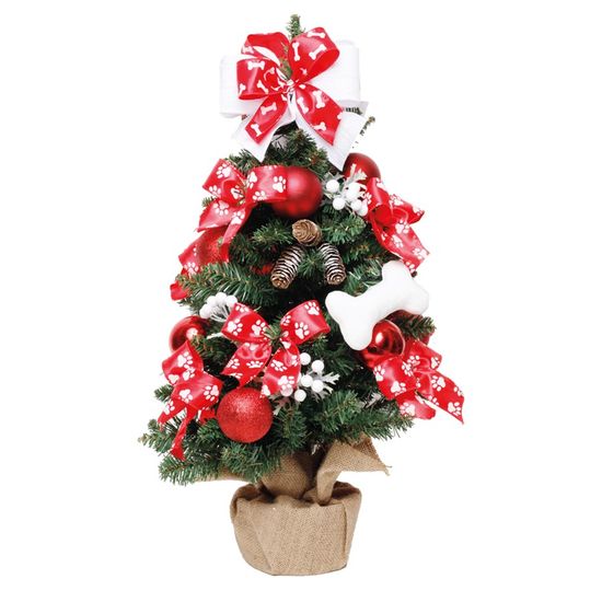 Mini Árvore de Natal Dog Vermelho e Branco