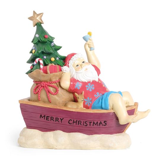 Noel no Barco com Pinheiro Colorido