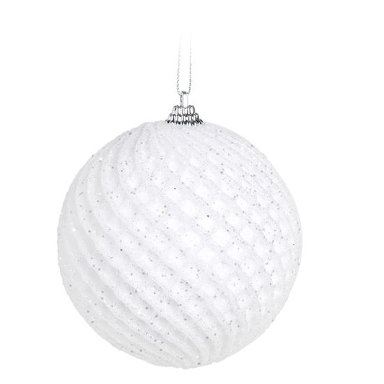 Bola de Natal Losango Glitter Branco 8cm - 6 Un