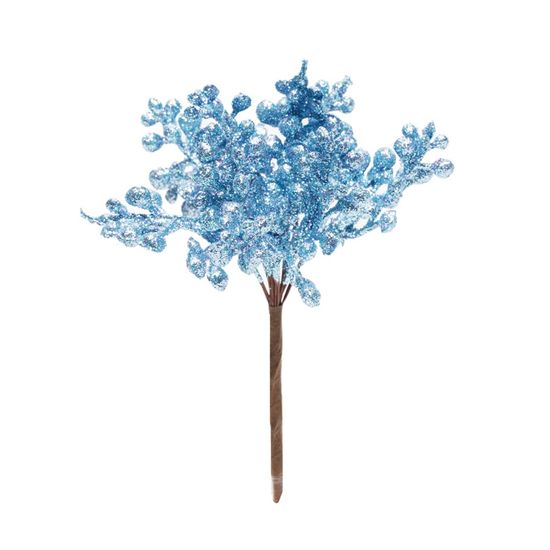 Pick Folhas com Frutas Glitter Azul Claro - 1 Un
