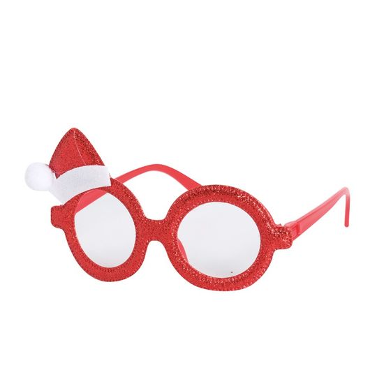 Óculos com Gorro Papai Noel Vermelho