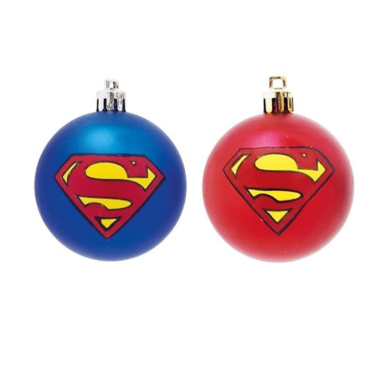 Bola de Natal Super Men Sortido Vermelho e Azul 6cm - 6 Un