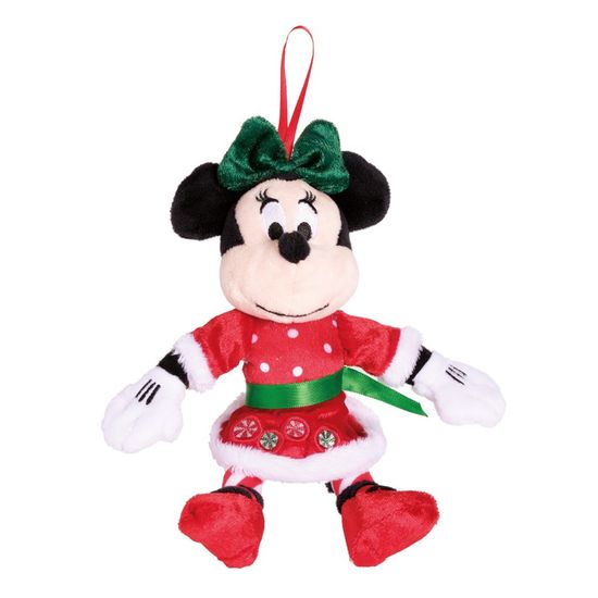 Natal Disney - Minnie Vestido com Doce na Borda Vermelho e Verde Bandeira P