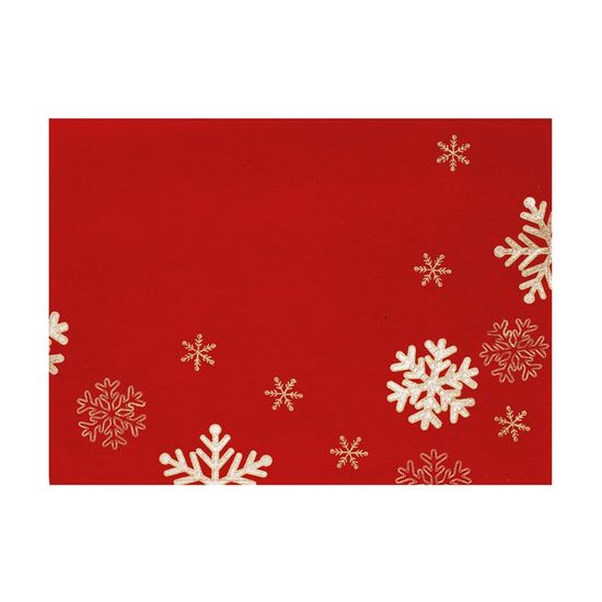Toalha de Mesa de Natal 8 Lugares Retangular Flocos de Neve Vermelho e Dourado 160X270