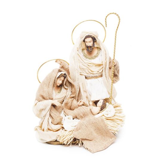 Sagrada Família em Resina Marfim e Branco e Dourado