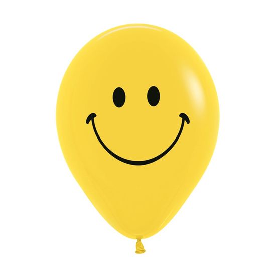 Balão Látex Impressão 2 Lados Fashion Carinha Feliz Amarela 12