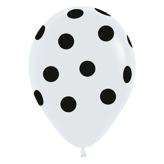 Balão Látex Impressão 360 Fashion Branco com Bolinhaso 12
