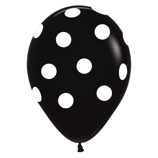 Balão Látex Impressão 360 Fashiono com Bolinhas Branco 12