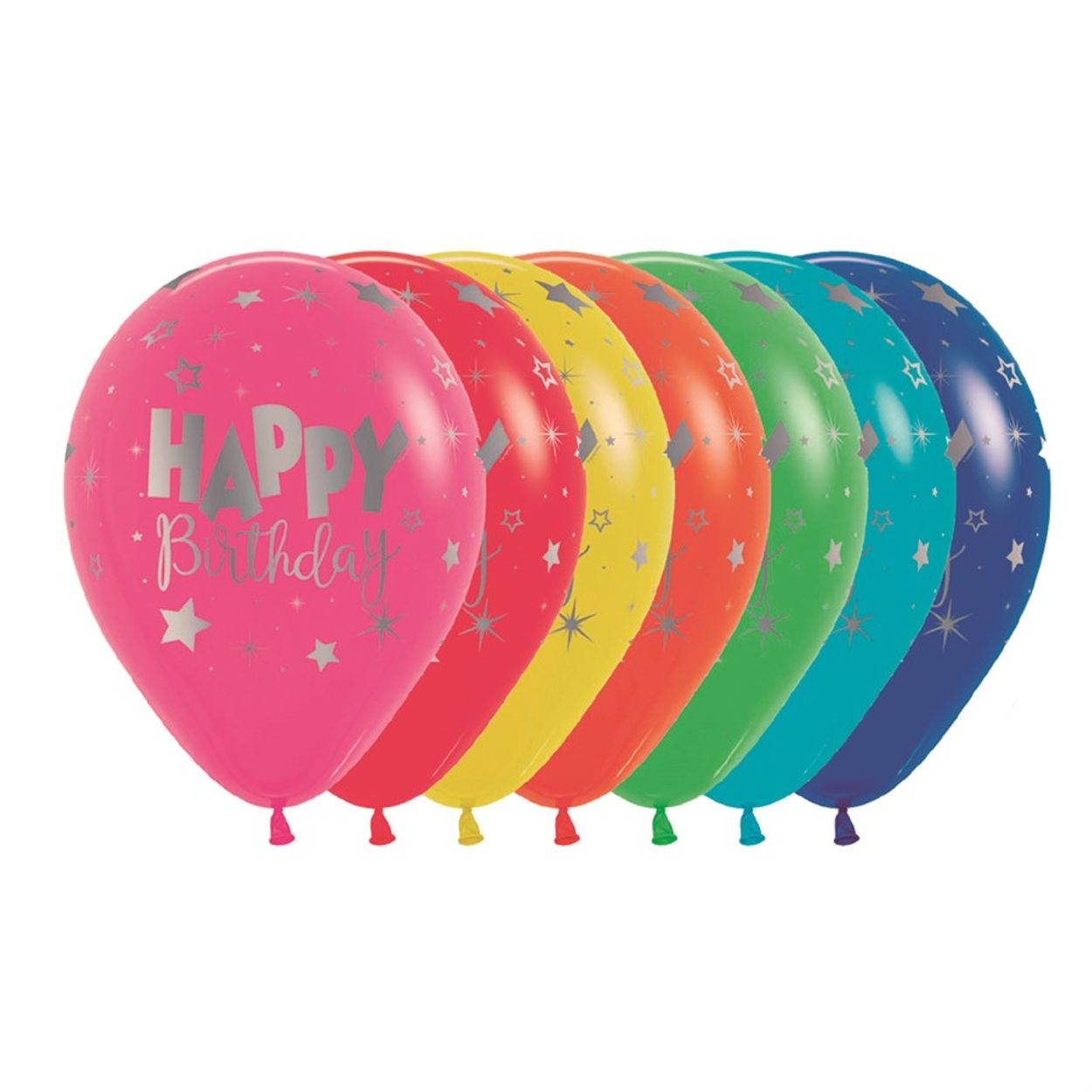 Balão Látex Impressão 360 Neon Feliz Aniversário Sortido 12
