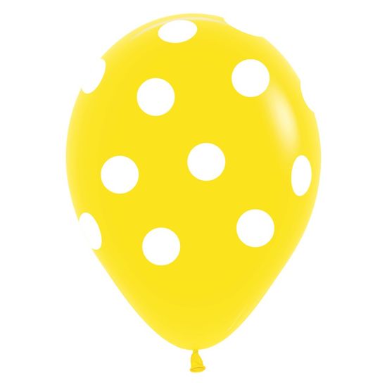 Balão Látex Impressão 360 Fashion Amarelo com Bola Branco 12