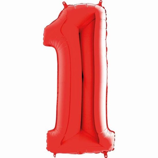 Balão Metalizado Número 1 Vermelho 40'' / 101cm