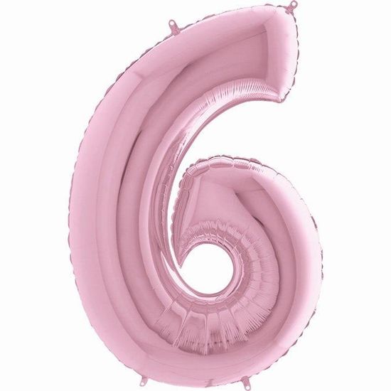 Balão Metalizado Número 6 Pink Pastel 40'' / 101cm