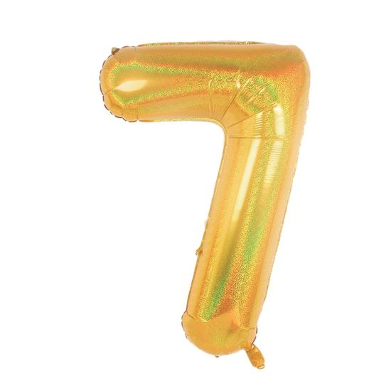 Balão Metalizado Número 7 Holográfico Glitter Ouro 40'' / 101cm