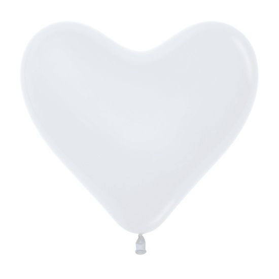 Balão Latex Coração Fashion Sólido Branco 12