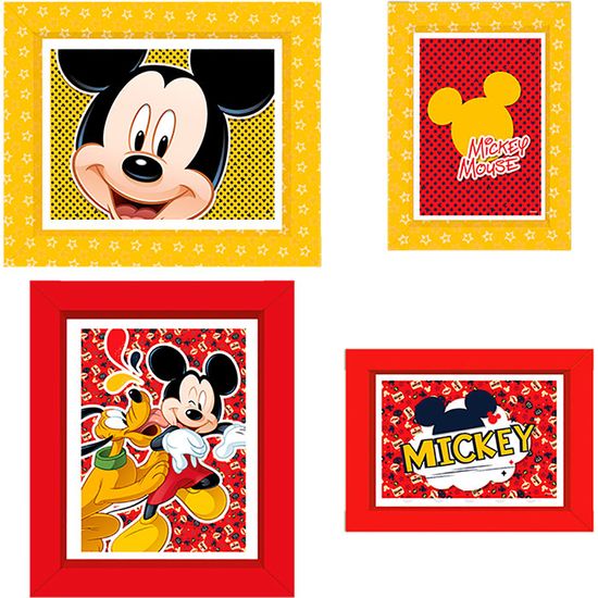 Quadros Decorativos Mickey - 4 Un - Natal da 25