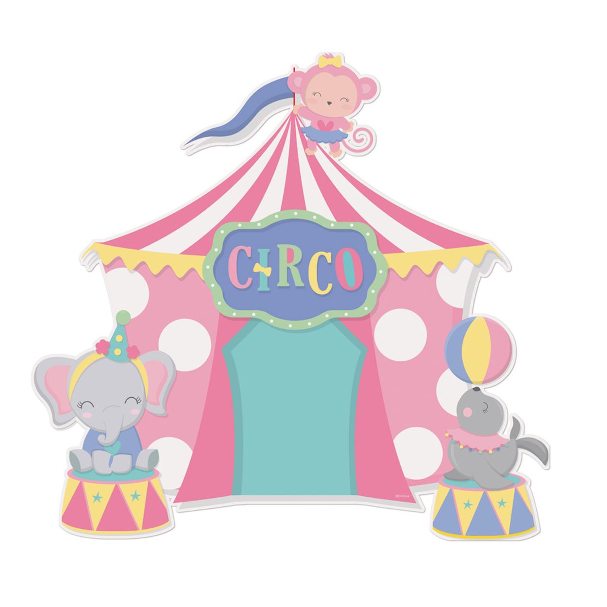 Painel 4 Lâminas Circo Rosa no Magazine 25 de Março - Festas da 25