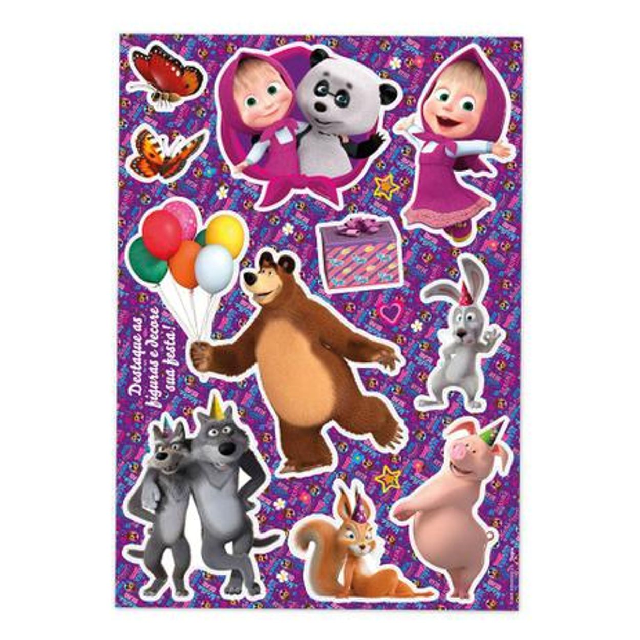 Kit Decorativo Cartonado Masha O Urso No Magazine 25 Embalagens Da 25 