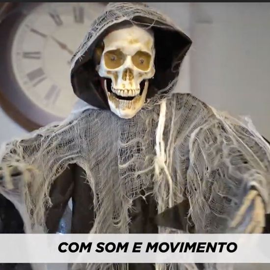 Enfeite Decoração Halloween Bruxa com Movimentos e Som 75cm