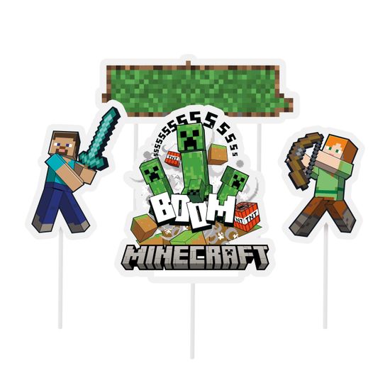Kit Topo de Bolo Minecraft - Natal da 25