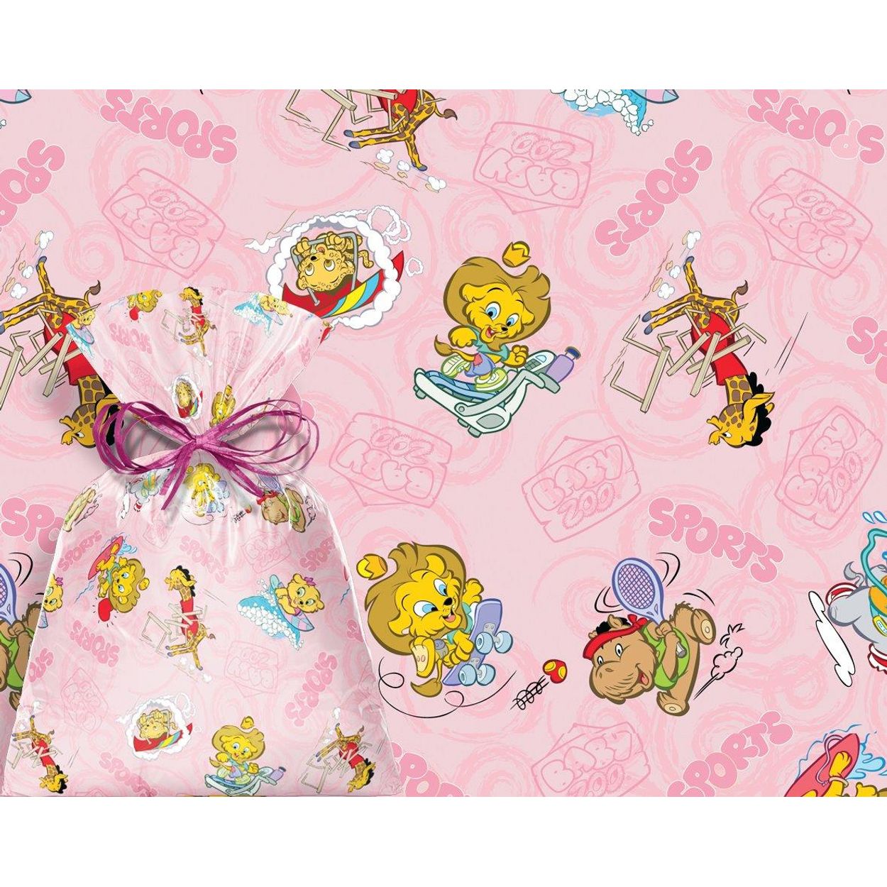 Saco 15X29 Baby Zoo Sports Rosa 100 Un Festas da 25 Embalagens da 25