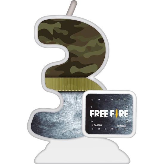 Vela Temática Free Fire Nº 3 - Festcolor - 1Un