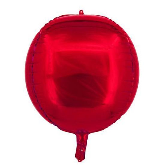 Balão Metalizado Redondo Vermelho - Silver Plastic - 1 Un