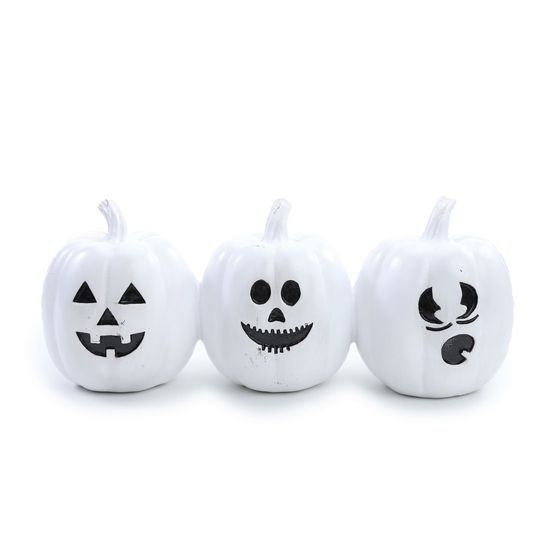 Trio de Abóboras Branco para Decoração de Halloween - Cromus - 1Un
