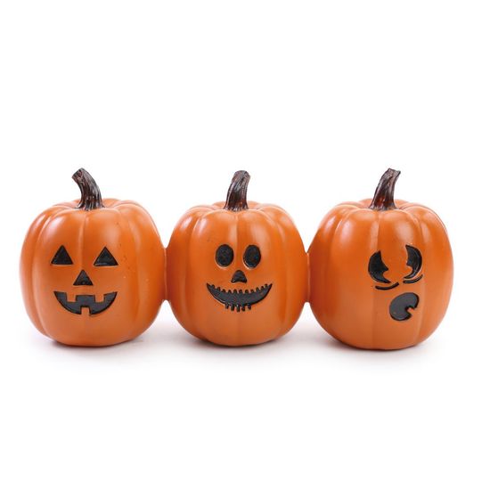 Trio de Abóboras Laranja para Decoração de Halloween - Cromus - 1Un