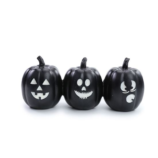 Trio de Abóboras Preto para Decoração de Halloween - Cromus - 1Un