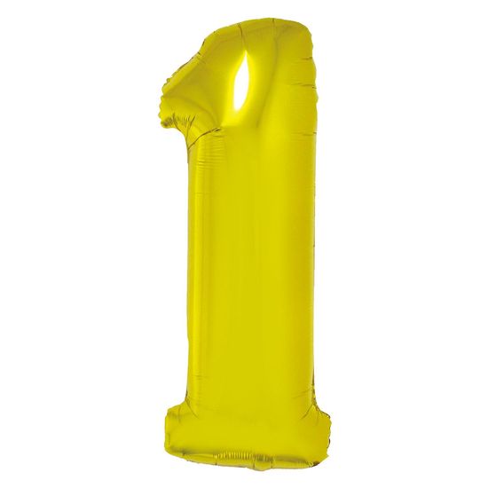 Balão Dourado Número 1 - Silver Plastic - 1 Un
