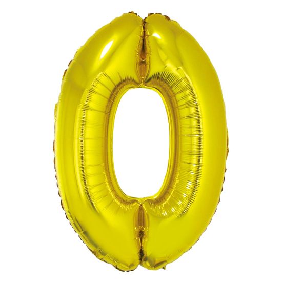 Balão Dourado Número 0 - Silver Plastic - 1 Un