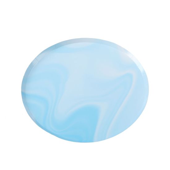 Prato Papel Marmorizado Azul - Silver Plastic - 8 Un