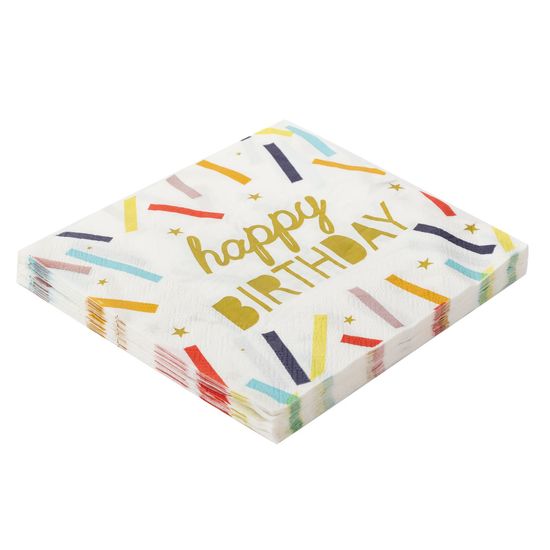 Guardanapo Folha Dupla Estampado Happy Birthday Confetes - SilverPlastic - 20 un