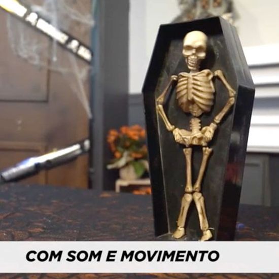 Esqueleto no Caixão Dancante com Música, Luz e Movimento- 1 Un