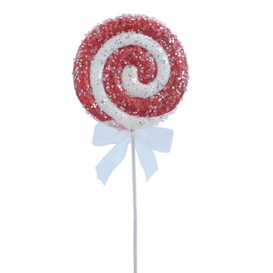 Galho Decorativo Candy Vermelho Branco 56X15cm - 1 Un