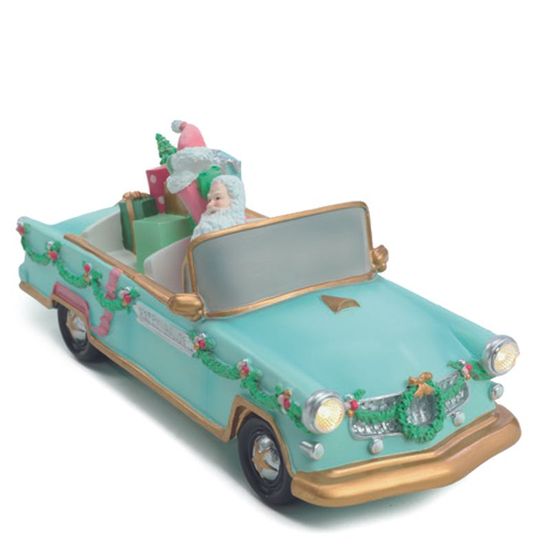 Carro Decorativo com Papai Noel e Led 14cm - 1 Un