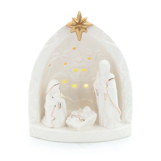 Sagrada Família com Led Branco Ouro 15cm 2Lr44 - 1 Un