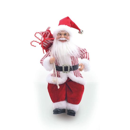 Papai Noel Decorativo com Saco Sentado Branco Vermelho 50cm - 1 Un