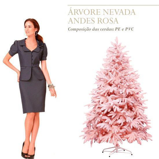 Arvore De Natal Pinheiro Andes Rosa Nevada 150cm 935 Galhos – Cromus  1025840 - Papelaria Criativa