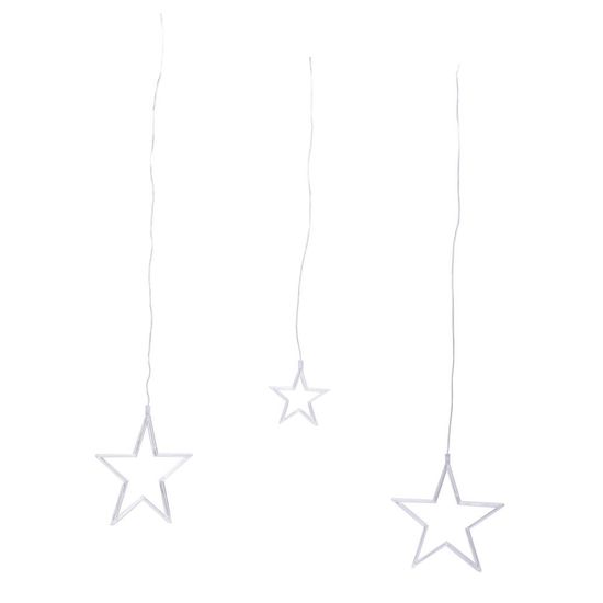 Cascata com 8 Leds Estrela Branco Quente com 8 Funções Cordão Incolor 2,80m Bivolt